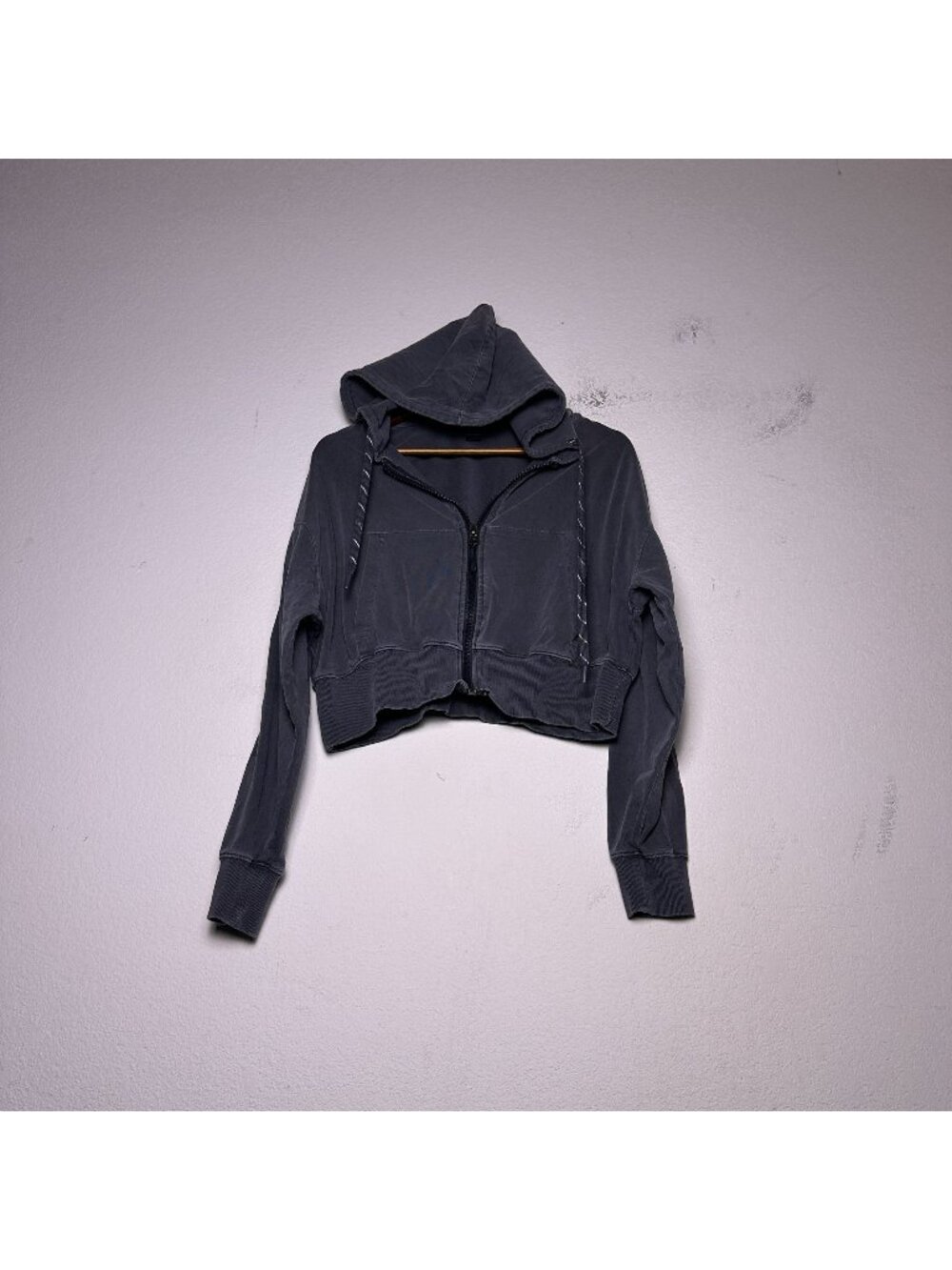 Forever 21 Hoodie Women S Grey Full Zip Cropped Flared Petiet Goth Slim Jacket